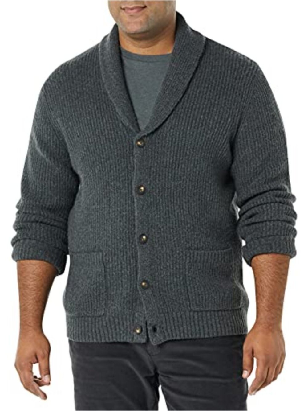 Men's Long-Sleeve Shawl Collar Cardigan Sweater Regular Fit